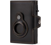 Cowhide Leather Men's Wallet RFID Blocking Protect Cardholder Automatic Card Case for Women with Apple AirTag Holder