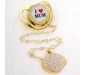 Luxury Pacifier Beads Bling Hot Selling Baby Gold Pacifier Holder For Shower Gift  Appease Play Mouth Spot Su Chupetes De Lujo