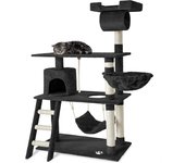 Tectake - Rascador para gatos Marcel | Medidas (largo x ancho x alto): 105 x 60 x 141 cm | Muchas posibilidades de juego y descanso y vistas excelentes | Bonito y práctico árbol rascador para afilarse las uñas | Muy compacto