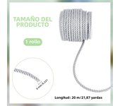 21.9 Yards White Twisted Cord 3 Layers Braided Cord with Spool Decorative Twisted Satin Glitter Rope Braided Cord for Crafts
