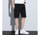 Summer New Casual Men's White Black Denim Shorts Solid Color Straight Slim Hole Stretch Soft Beach Knee Length Short Jeans Male