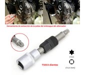 T50/M10 Alternator Pulley Socket Drill Bit With 33 Teeth Tool Alternator Pulley Center Bolt Remover Socket Wrench Tool