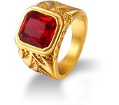 2023 New Fashion Square Red Cubic Zirconia Ring for Women Men Vintage Luxury Gold Color Rings Bride Wedding Party Jewelry Gifts