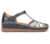 Pikolinos W8K-0705C1 Sandalias con cuña semicerradas para mujer azules en piel 85446