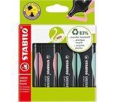 Stabilo Green Boss Pastel - Marcadores Fluorescentes Recargables - Trazo 2 y 5mm - Colores Pastel - Pack de 4uds