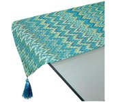 Camino mesa 30*180 tonos verde azul zigzag mika  Material: Poliester Medidas (Ancho*Alto*Fondo): 30*180*0.4Presume de casa