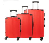DAM Juego de 3 maletas Trolley, en material ligero ABS de alta resistencia con esquinas reforzadas. Cerradura numérica y 4 ruedas dobles extraíbles y giratorias 360°.  51x30x77Cm