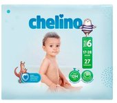 Chelino Pañales Talla 6 para Bebés de 17-28kg con Doble Núcleo Absorbente y Bandas Laterales Elásticas