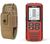 Detector de metales y paredes portátil multifuncional, escáner de pared con detector de vigas portátil y bolsa, detector de pared con pantalla LCD para detectar metal, cables y madera, detector de vigas con sensor de vigas (rojo)