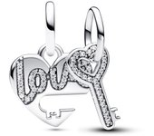 Pandora Charm Colgante Divisible en plata de ley Corazón y Llave 793081C01 , para Mujer