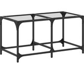vidaXL Mesa de centro superficie de vidrio acero 78,5x40x40 cm Transparente, Negro, Mesita de Salón o Comedor o Auxiliar Mesa de Café Meuble Salón