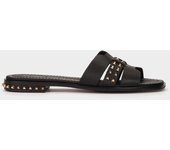 Pedro Miralles Sandalias planas de piel en color negro modelo ADALIA en tonos Negros. Hecho a mano en España.