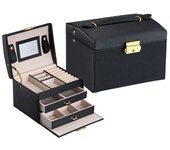 Caja de almacenamiento de joyas de gran capacidad de Tres Capas Caja de almacenamiento de joyas portátil Caja de anillos pendientes de almacenamiento de joyas para el hogar