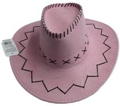 Sombrero De Vaquera Rosa. Material Gamuza. Adulto. #Cordón ajustable #Rosa #Vaqueras