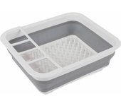 Escurreplatos plegable con separadores de cubiertos, apto para el hogar o camping, anticaídas, fácil de ocultar, color gris