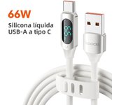 Toocki  6A USB Type C Cable LED Display PD 66W Fast Charging USB C Data Cord For Samsung Honor 70 Pro Oneplus Charging Cable