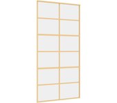 vidaXL Puerta Corredera Panel de Hogar Vidrio ESG Esmerilado y Aluminio Color Dorado y mate,  Dorado, y mas