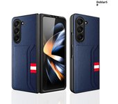 Leather Clemence Phone Case for Samsung Galaxy Z Fold6 Fold5 Fold4 Fold3 Fold 6 5 4 3 5G with Card Holder Fall Prevention Cover