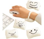 4 Alfadillas ergonómicas para reposamuñeas, Elegantes, duraderas y comforts, Con Cara Sonriente, ajustadas para escretorio, teclado y ratón