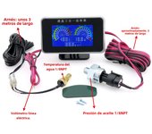 3 in 1 Auto Car Gauge with 10mm 1/8 NPT Sensor Multifunctional Water Temperature Gauge + Oil Pressure Gauge+Voltmeter 12V/24V