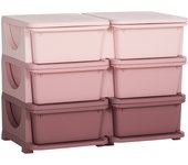 HOMCOM Cajonera Infantil con Espacio de Almacenamiento, Cajas de Almacenaje, Organizador de Juguetes, Caja para Juguetes, Tres Niveles para Habitación Infantil, 3-6 Años, Mobiliario Infantil, 75 x 37 x 56,5 cm
