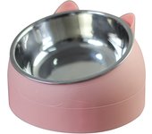 Stainless Cat Bowls Non-slip Base Pets Puppy Cats Food Drink Water Feeder Neck Protection Dish Pet Bowl 200ml 15 Degrees Tilted