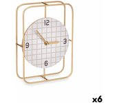 Reloj de Mesa A cuadros Negro Metal Madera MDF 18,5 x 25,5 x 6 cm (6 Unidades)