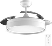Ventilador de Techo con Luz y Aspas Retráctiles EnergySilence Aero 4200 Invisible White. 30W, Motor DC, Diámetro 42", Temporizador, 6 Velocidades, Mando a Distancia y Modo Winter-Summer
