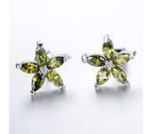 Cute Female Blue Zircon Stars Stud Earrings Multicolor Birthstone Crystal Silver Color Wedding Jewelry For Women