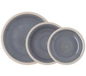 Vajilla 18 piezas cerámica pintada a mano Quid gris o azul Baltic – Juego completo 6 personas – Apta microondas y lavavajillas – Diseño moderno y elegante