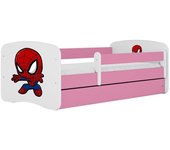 Cama 140 x 70 cm Kocot Kids com gaveta e colchão BabyDreams Spiderman Pink