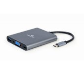 Gembird A-CM-COMBO6-01 Adaptador multipuerto USB tipo C 6 en 1 (Hub3.1 + HDMI + VGA + PD + lector de tarjetas + audio estéreo),