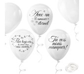 38pcs Blanc Funérailles Ballons Décoration en Français, Deuil Funebre Ballons en Latex Tu vas nous manquer Ballons Pour toujours tu vivras dans nos coeurs Ballons Avec un amour éternel