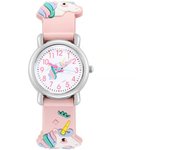 1 reloj (unicornio rosado), reloj de pulsera impermeable para niños