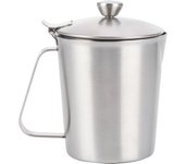 Taza de café con leche espesa de acero inoxidable 304, taza medidora, jarra para espumar leche con tapa de escala, 500 ml con tapa