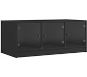 vidaXL Mesa de centro con puertas de vidrio 102x50x42 cm Blanco, Negro, Roble Sonoma Mesita de Salón o Comedor o Auxiliar Mesa de Café Meuble Salón