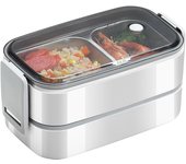 304 de acero inoxidable caja almuerzo para Adultos Niños SchoOffi 1/2 Capas Microondas portátil Rejillas Bento Contenedores Almacenamiento Alimentos