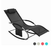 SoBuy OGS28-SCH, Jardín Mecedora con reposapiés, Hamaca de jardín, Tumbona ergonómica, Negro, ES (Negro)