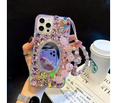 Bling Diamond Bead Chain Mirror Strap Phone Case For iphone 15 14 X XR XS 13 11 Pro Max 12 Pro  Cover
