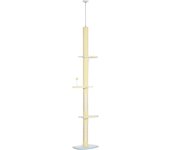 PawHut Árbol para Gatos del Suelo al Techo 220-260 cm Altura Ajustable Torre para Gatos con 3 Plataformas Poste Escalador de Sisal y Bola para Jugar 47x34x220-260 cm Amarillo