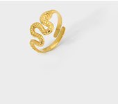 Encanto Anillos de acero inoxidable para mujer, anillo con apertura Irregular de Color dorado, joyería de fiesta Vintage para mujer, anillos de regalo de Navidad para mujer