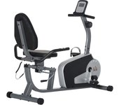 HOMCOM Bicicleta Estática con Respaldo Bicicleta de Ejercicio de Fitness con 8 Niveles de Resistencia Magnética Longitud Ajustable Pantalla LCD para Casa Oficina Gimnasia Gris