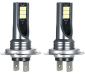 Bombilla específica H7 Luz antiniebla LED para automóvil 200W Kit de bombillas para faros delanteros 6000K Luz blanca para correr HID Decodificador, Black2pcs