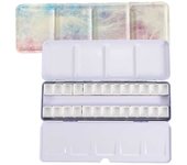 Empty Watercolor Palette, Metal Watercolor Tin with 26pcs Half Pans Paint Case with Lid Paint Box for Travel Gouache Oil Paintin