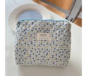 Korean Quilted Fresh Flowers Makeup Bag For Women Portable Toilet Bag Female Handbags Floral Organizers Storage Cosmetics Pouch