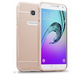 Tumundosmartphone Funda Bumper Dorada Aluminio + Tapa Trasera para Samsung Galaxy A3 (2016)