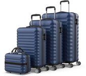 Numada Juego de Maletas Upfly  4 pzs ABS. Maleta Cabina 53x33,5x22, Maleta Mediana 60L, Maleta Grande 78L y Neceser