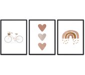 Set de 3 cuadros calidad premium con marco de madera - 30x40 cm o 50x70 cm - POSTER LAB