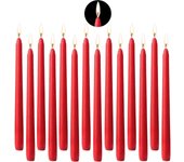 Juego de 14 velas cónicas para candelabros de 10 pulgadas, velas grandes de cera de parafina sin aroma para cenas con mechas de algodón, color rojo