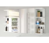 Pack armarios baño color blanco brillo aseo almacenaje mueble (1 armario + 2 estantes) 100x65x21 cm